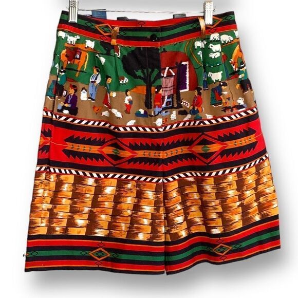Vintage Sharon Young Shorts Tailored High Waisted Native American Folk Art Mom - Picture 11 of 11